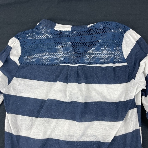 Justify Womens Blouse Blue White Striped Small - Picture 9 of 10